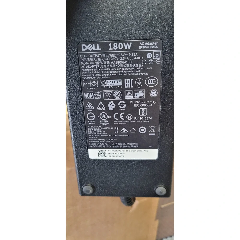 Dell WD15 Business Docking‎ Station K17A USB-C with 180W AC Power Adapter Black